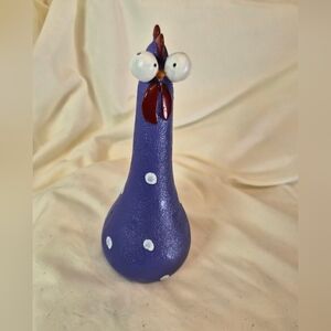 Purple Polka Dot Chicken Figurine